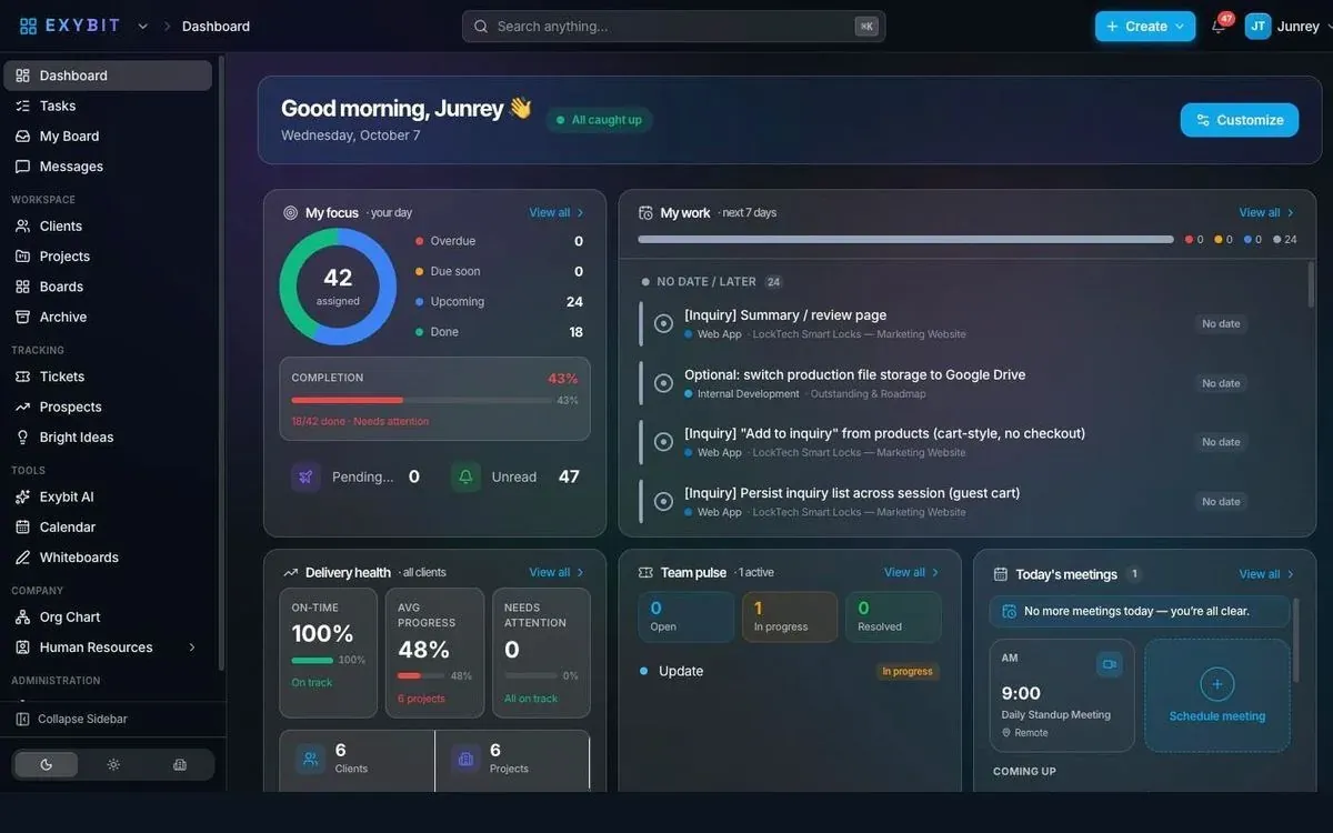 Exybit Boards dashboard