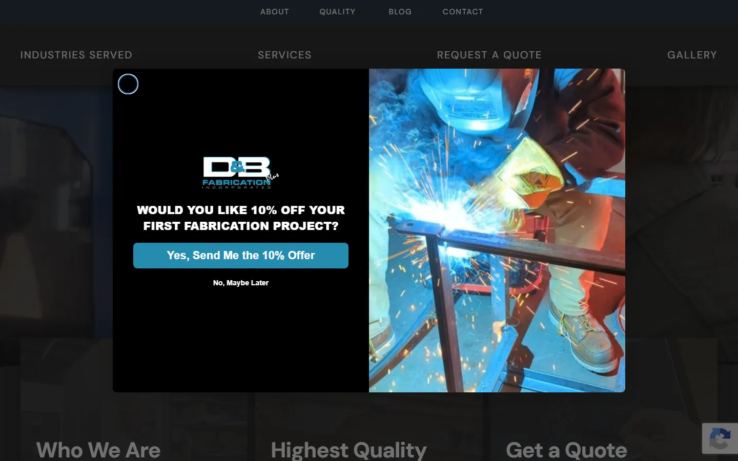 D&B Fabrication Plus website homepage